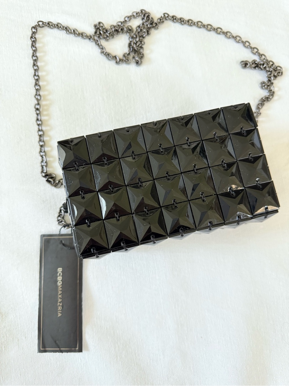 BCBGMaxAzria Black Pyramid-Stud Clutch